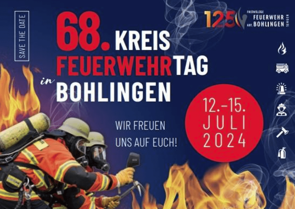 Flyer zur EInladung zum 68. Kreisfeuerwehrtag in Bohlingen